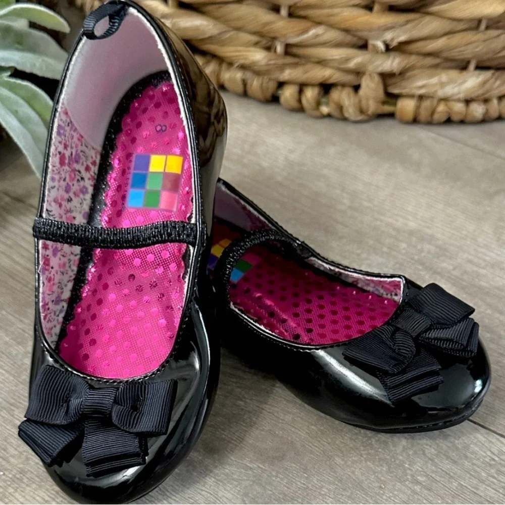 New Y2K HealthTex Girls Black Bow Mary Jane Toddler Girls Shoes Size 8